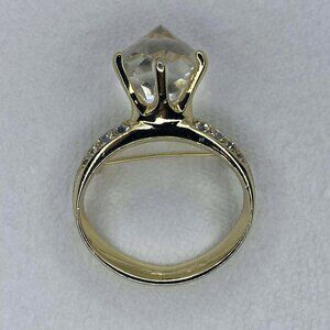 Vintage AJC Faux Diamond Engagement Ring Brooch Pin- 2.5
